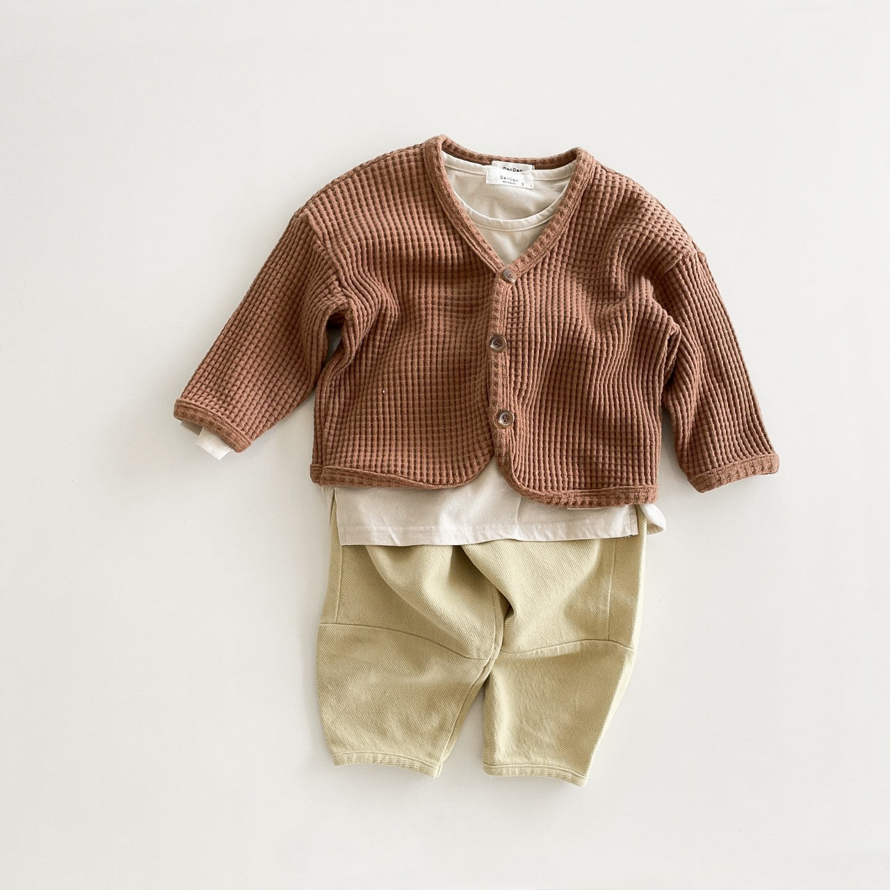 Chunky Waffle Cardigan - Brown