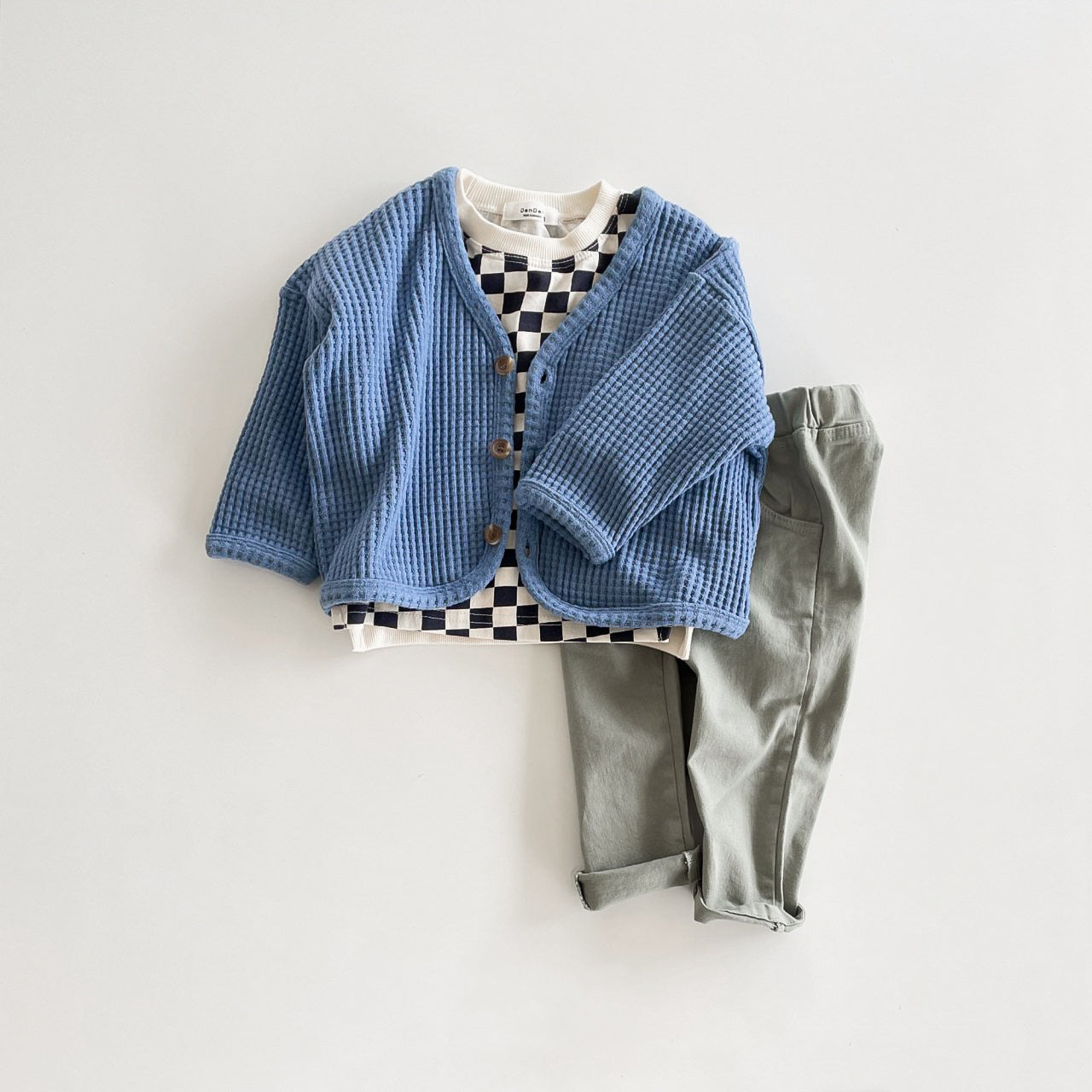 Chunky Waffle Cardigan - Cobalt