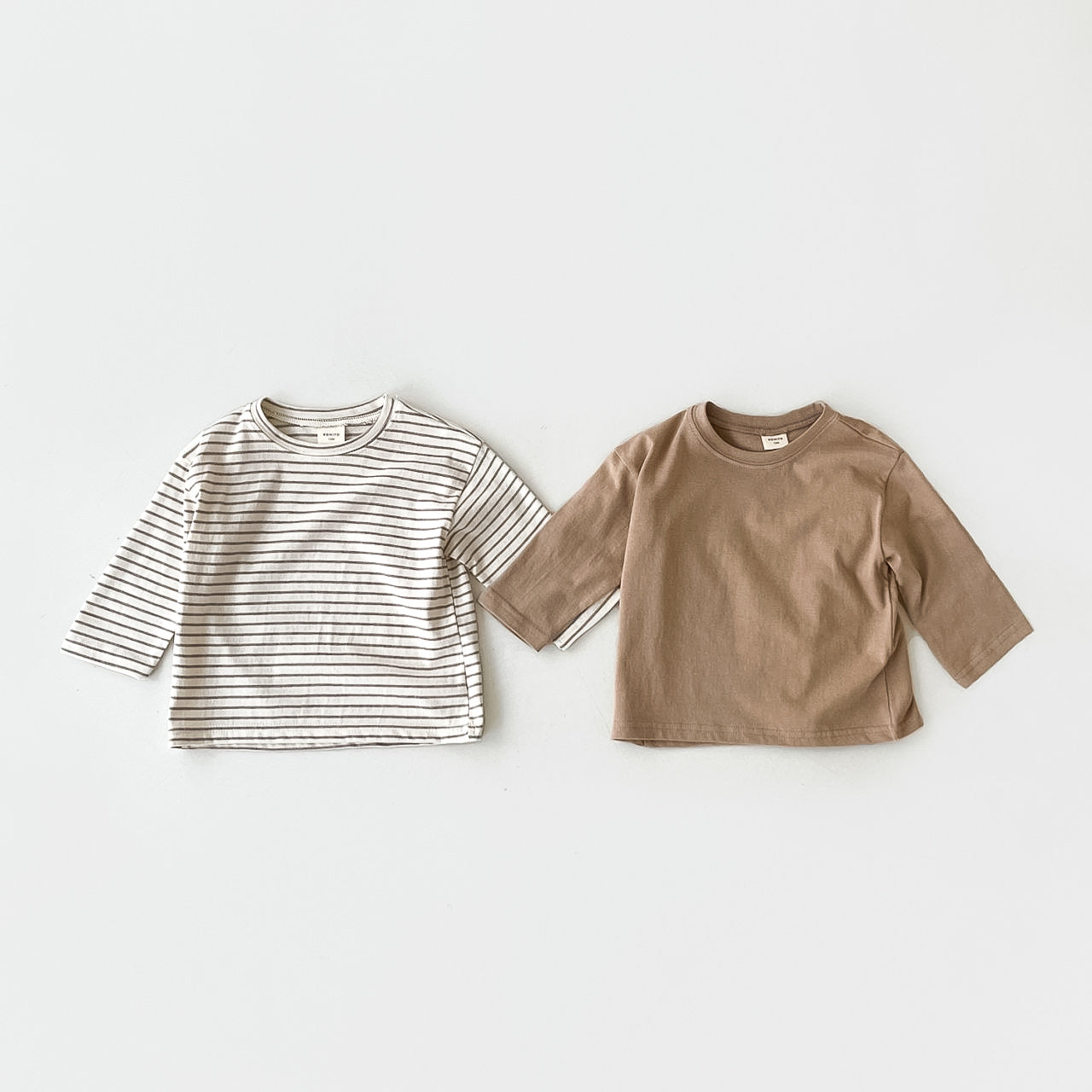 Basic Long Sleeve Tee SET - Brown