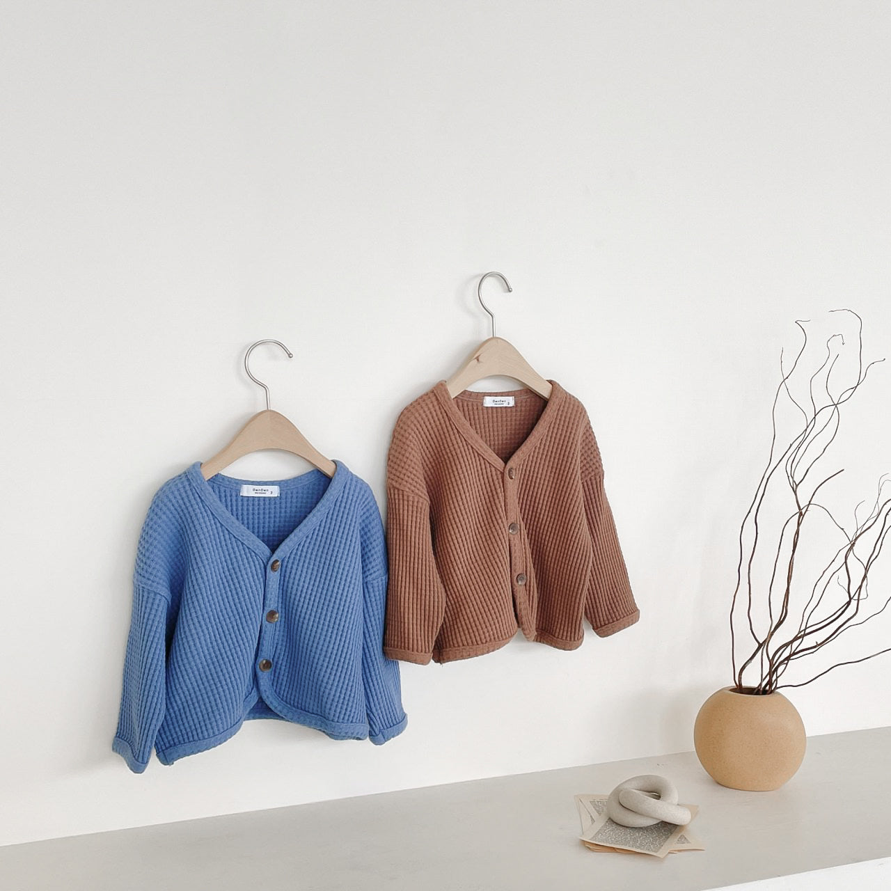 Chunky Waffle Cardigan - Cobalt