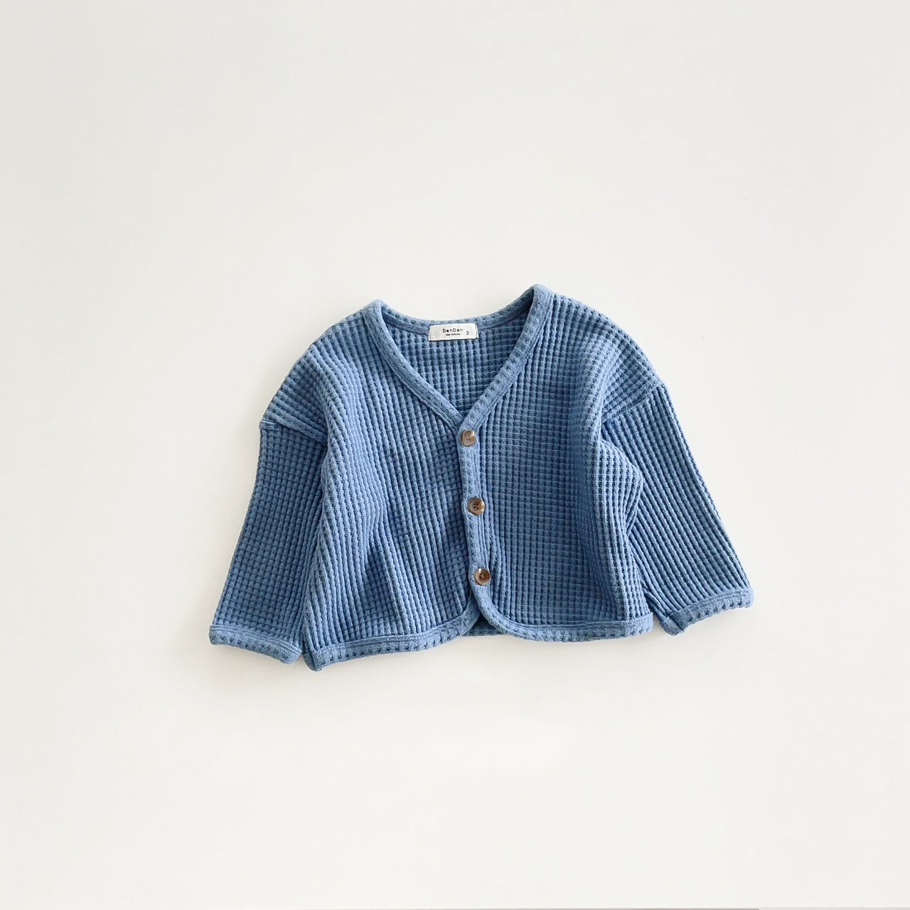 Chunky Waffle Cardigan - Cobalt