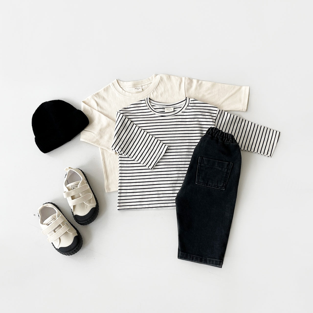 Basic Long Sleeve Tee SET - Cream