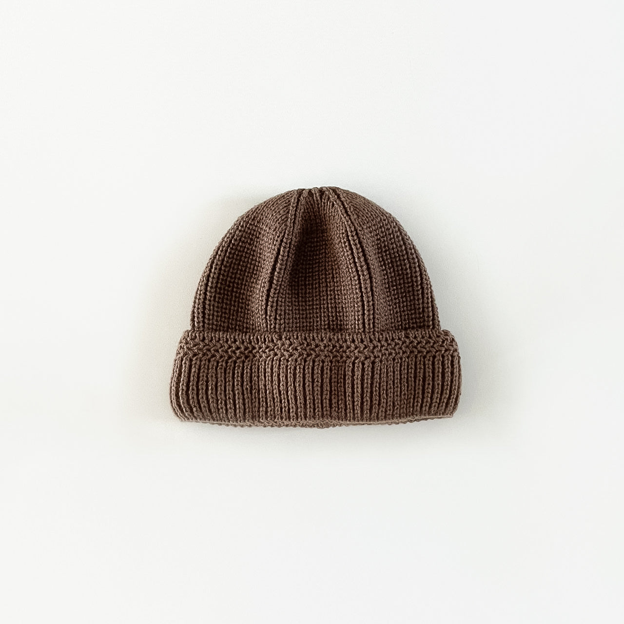 Knit Short Beanie - Mocha Brown